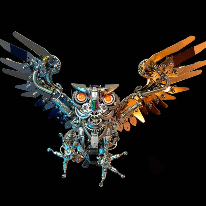 3D Puzzle Steampunk Owl Model Building Kits DIY Metal Assembly Eagle Toy Animal Model Toy for Kids Adults Gift