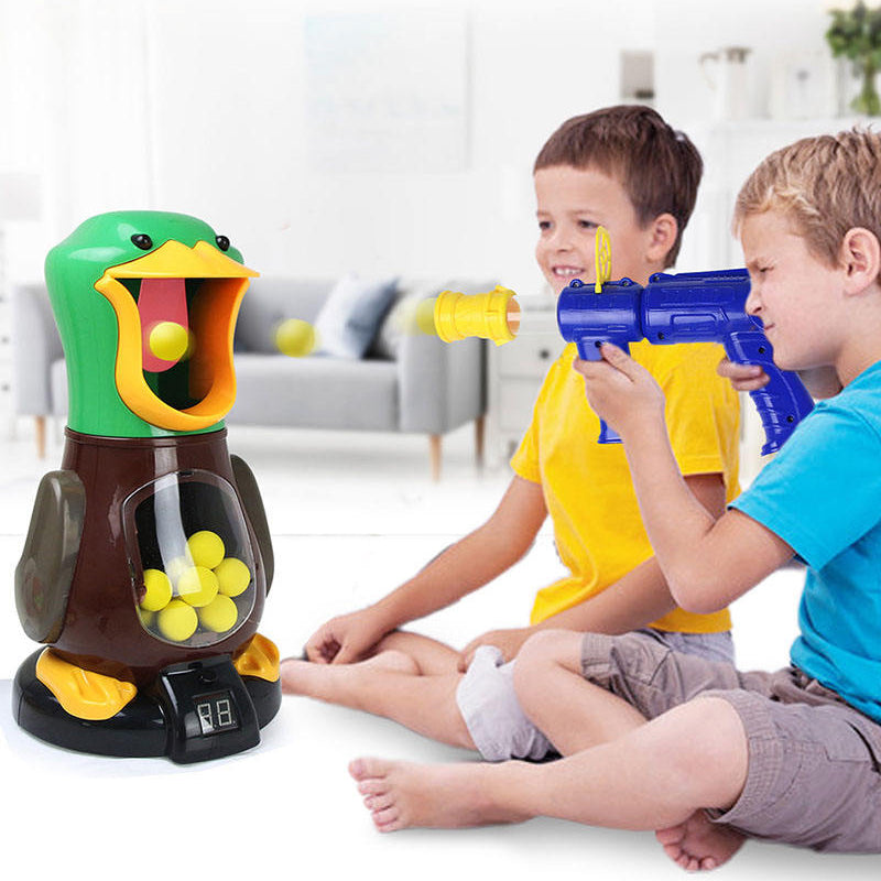 Air-powered Shooting Duck Toys Soft Bullet Battle Games Hungry Duck Foam Balls Electronic Target Practice Toys With Light Sound